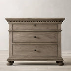 Traditional Grey Wooden Bedside Table with 3 Drawers Storage