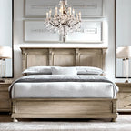 Traditional Grey Wooden Bedside Table with 3 Drawers Storage