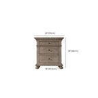 Traditional Grey Wooden Bedside Table with 3 Drawers Storage