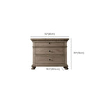 Traditional Grey Wooden Bedside Table with 3 Drawers Storage