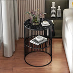 Modern Metal Bedside Table with Open Shelf in Cylindrical Shape