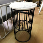 Modern Metal Bedside Table with Open Shelf in Cylindrical Shape