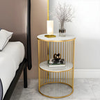 Modern Metal Bedside Table with Open Shelf in Cylindrical Shape