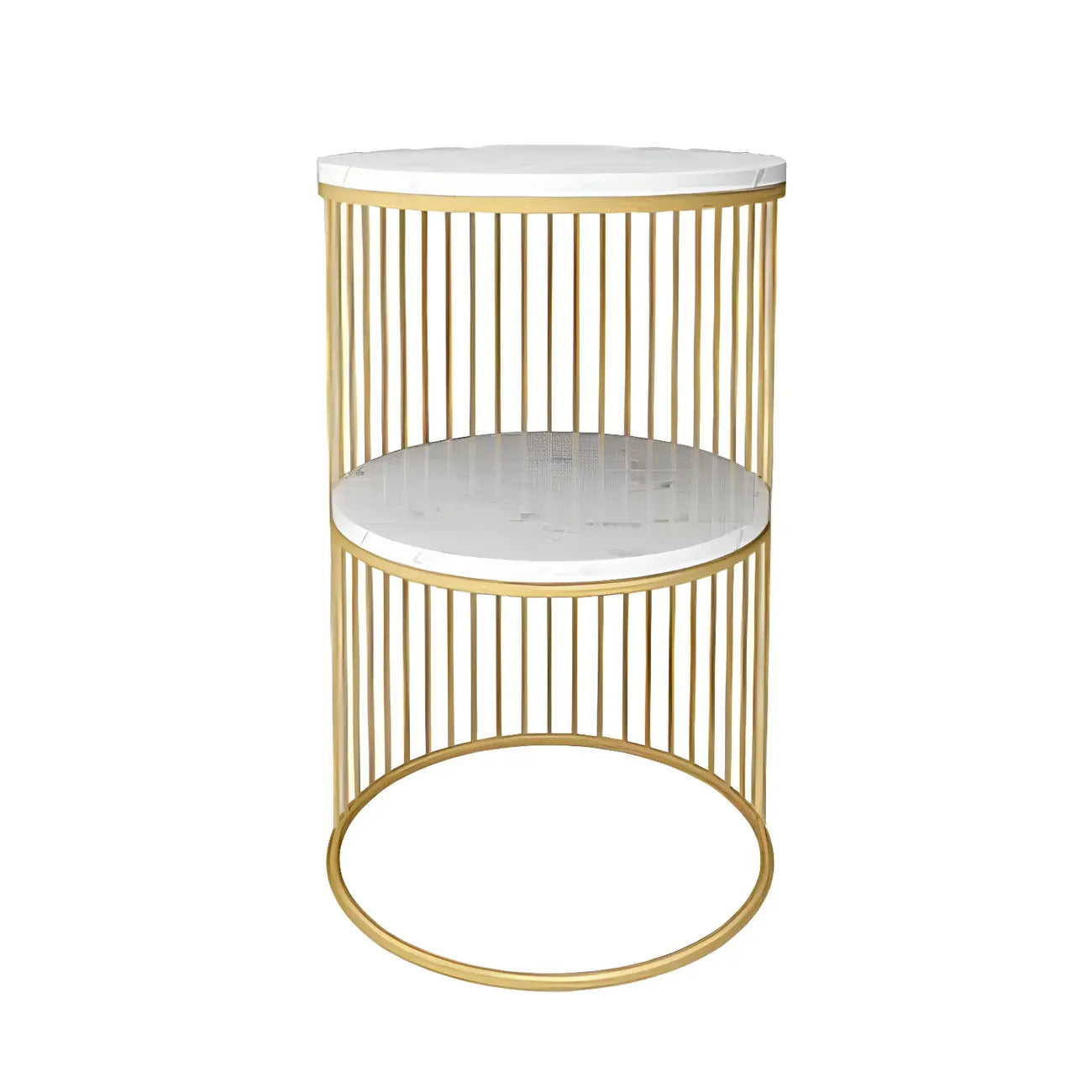 Modern Metal Bedside Table with Open Shelf in Cylindrical Shape