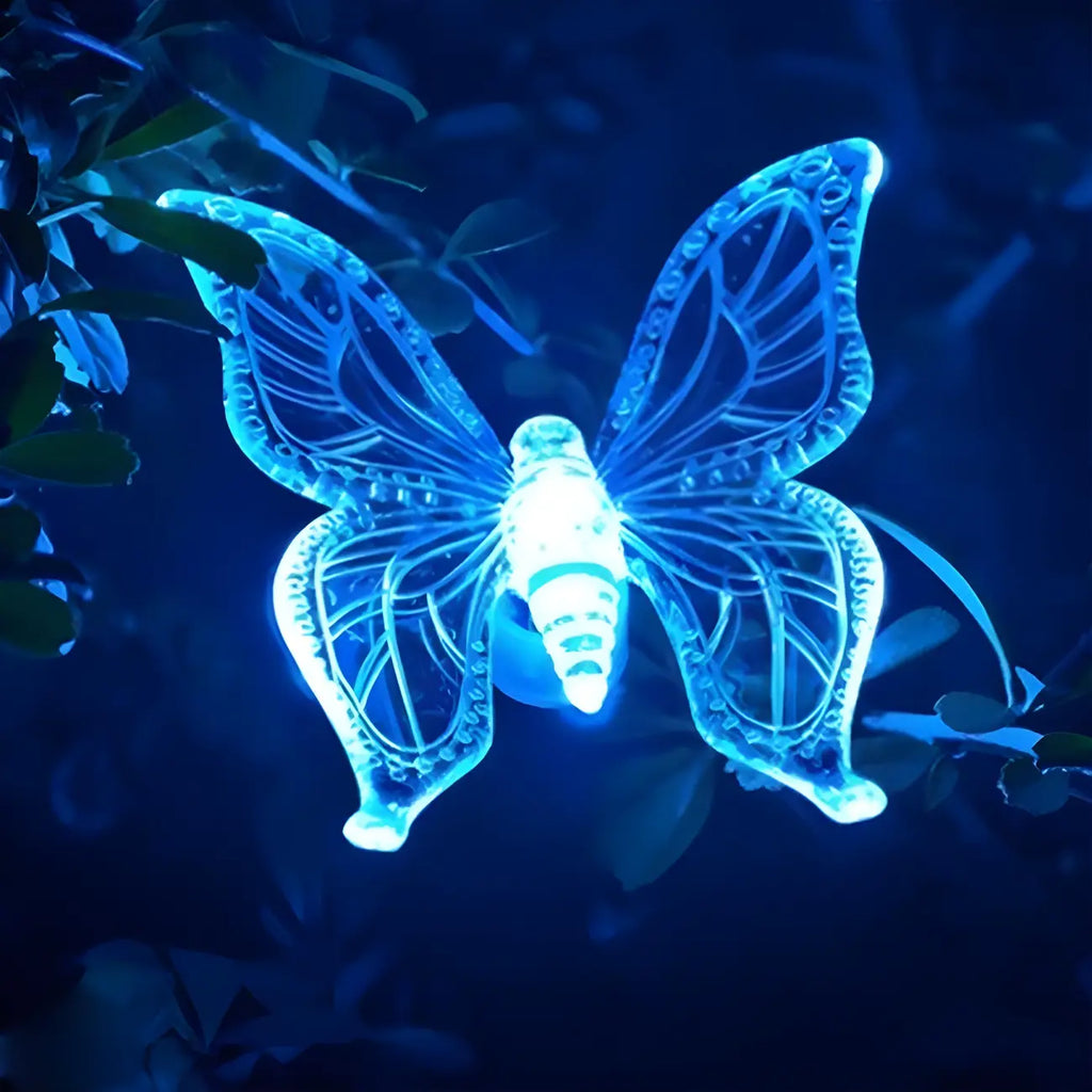 Plastic Blue Butterfly Shaped LED Lawn Decor Light