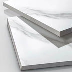 LED Lighting White Marble 3-Drawer Storage Nightstand