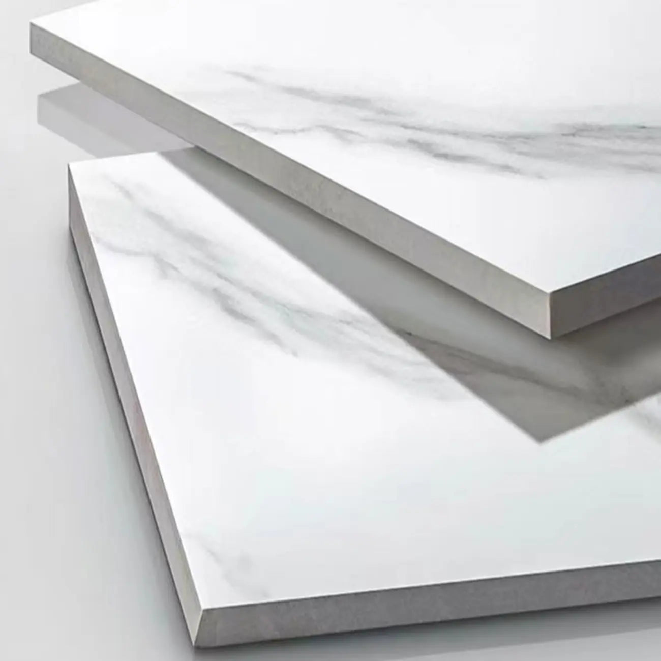 LED Lighting White Marble 3-Drawer Storage Nightstand