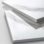 LED Lighting White Marble 3-Drawer Storage Nightstand