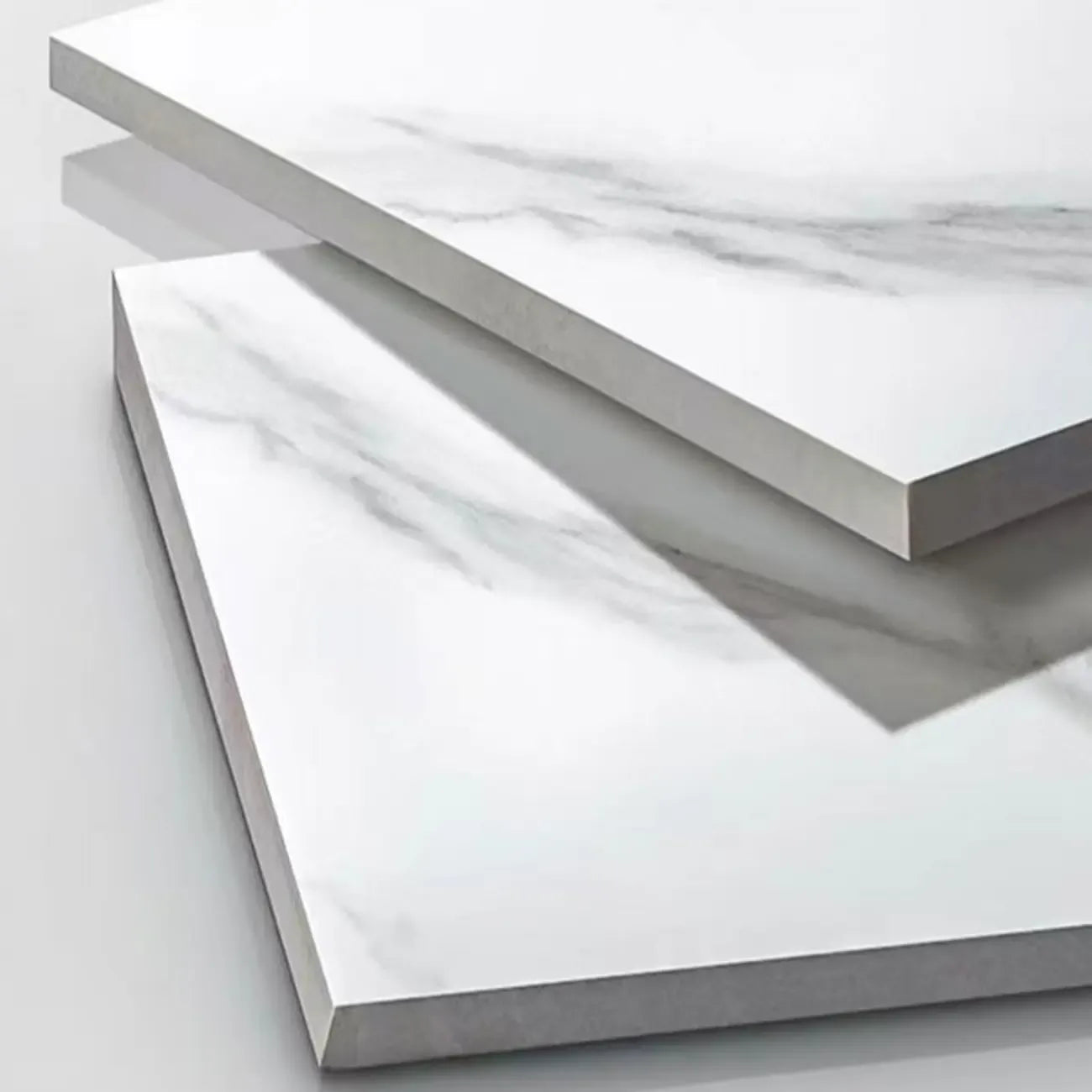 LED Lighting White Marble 3-Drawer Storage Nightstand