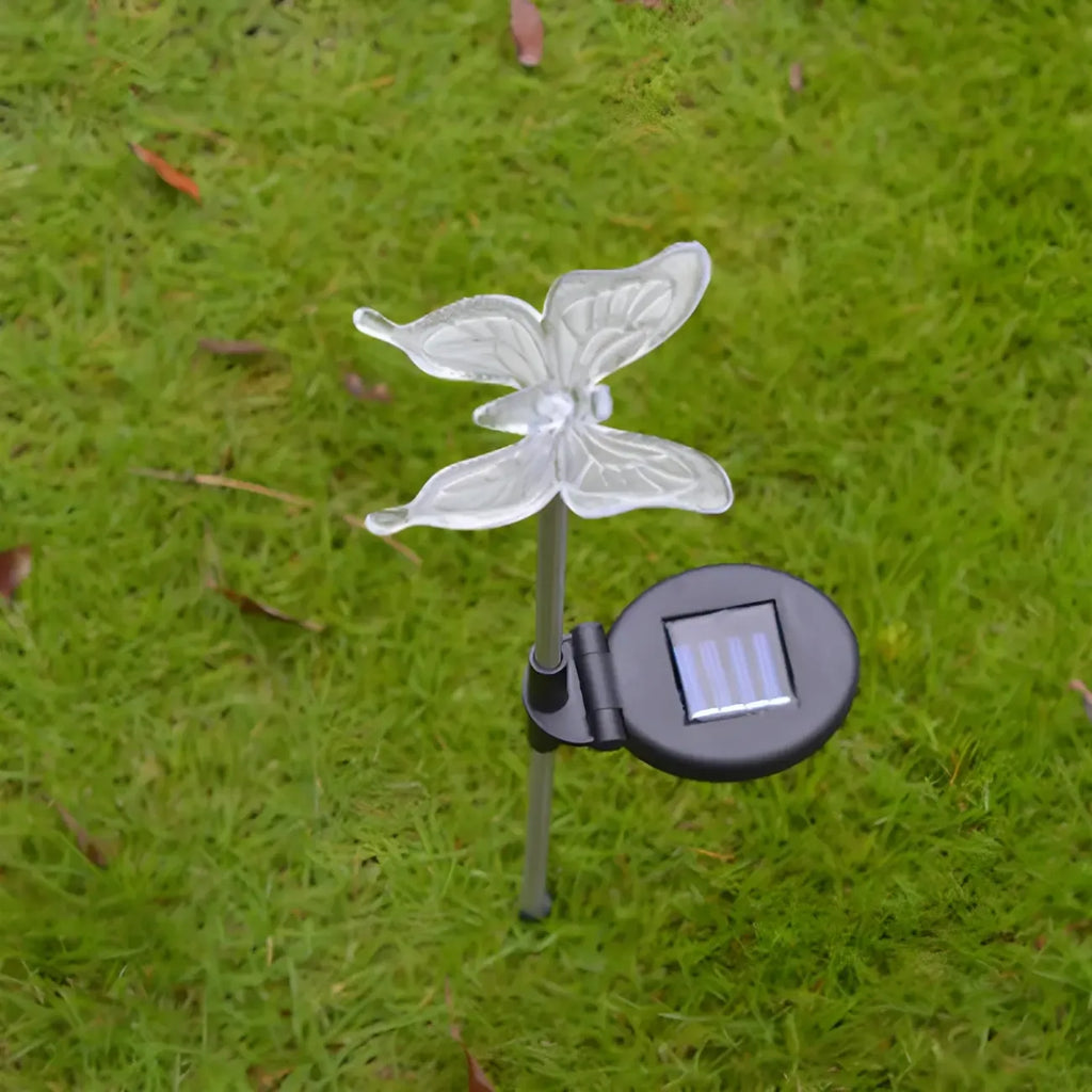 Plastic Blue Butterfly Shaped LED Lawn Decor Light