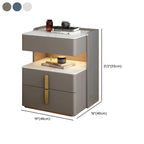 LED Lighting White Marble 3-Drawer Storage Nightstand