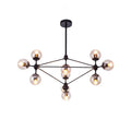 Industrial Black Globe Chandelier with Cognac Glass Shades