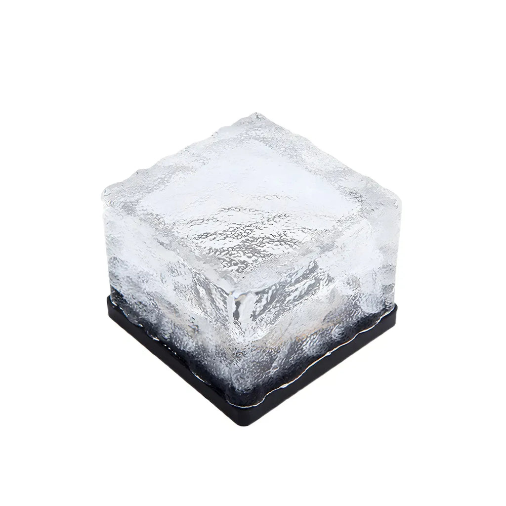 Modern Ice Block Textured Clear Glass LED Ground Light for Outdoor Garden
