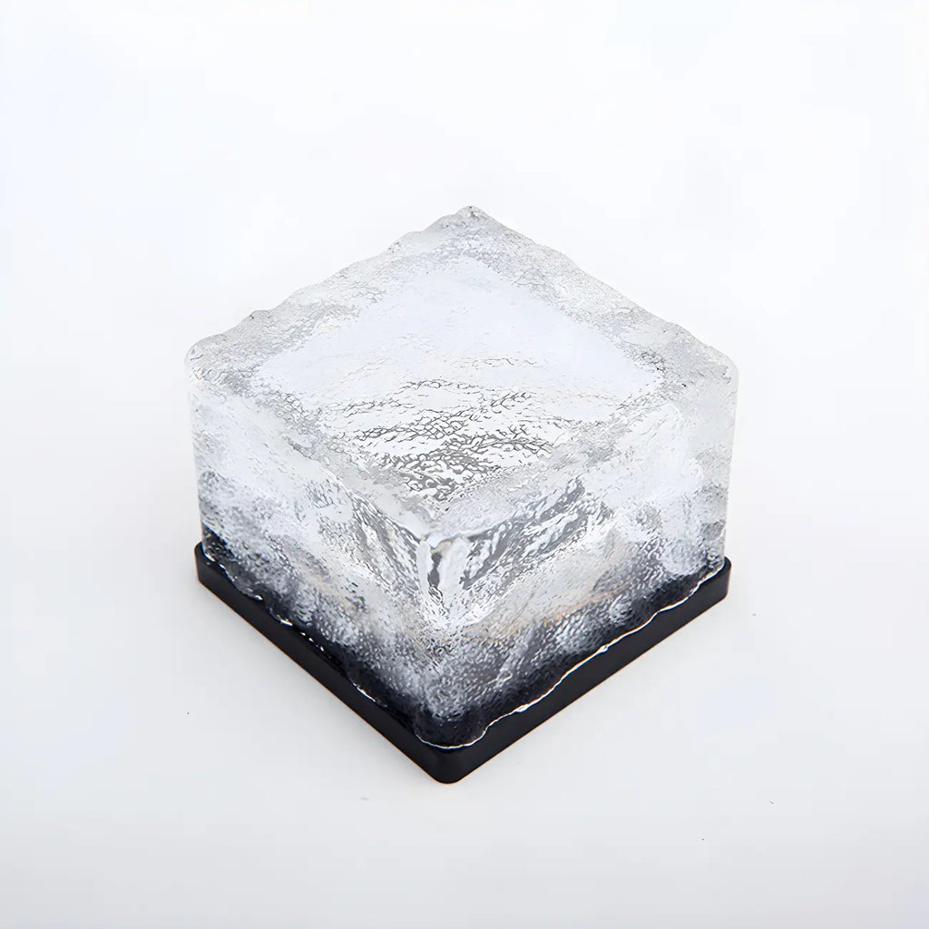 Modern Ice Block Textured Clear Glass LED Ground Light for Outdoor Garden