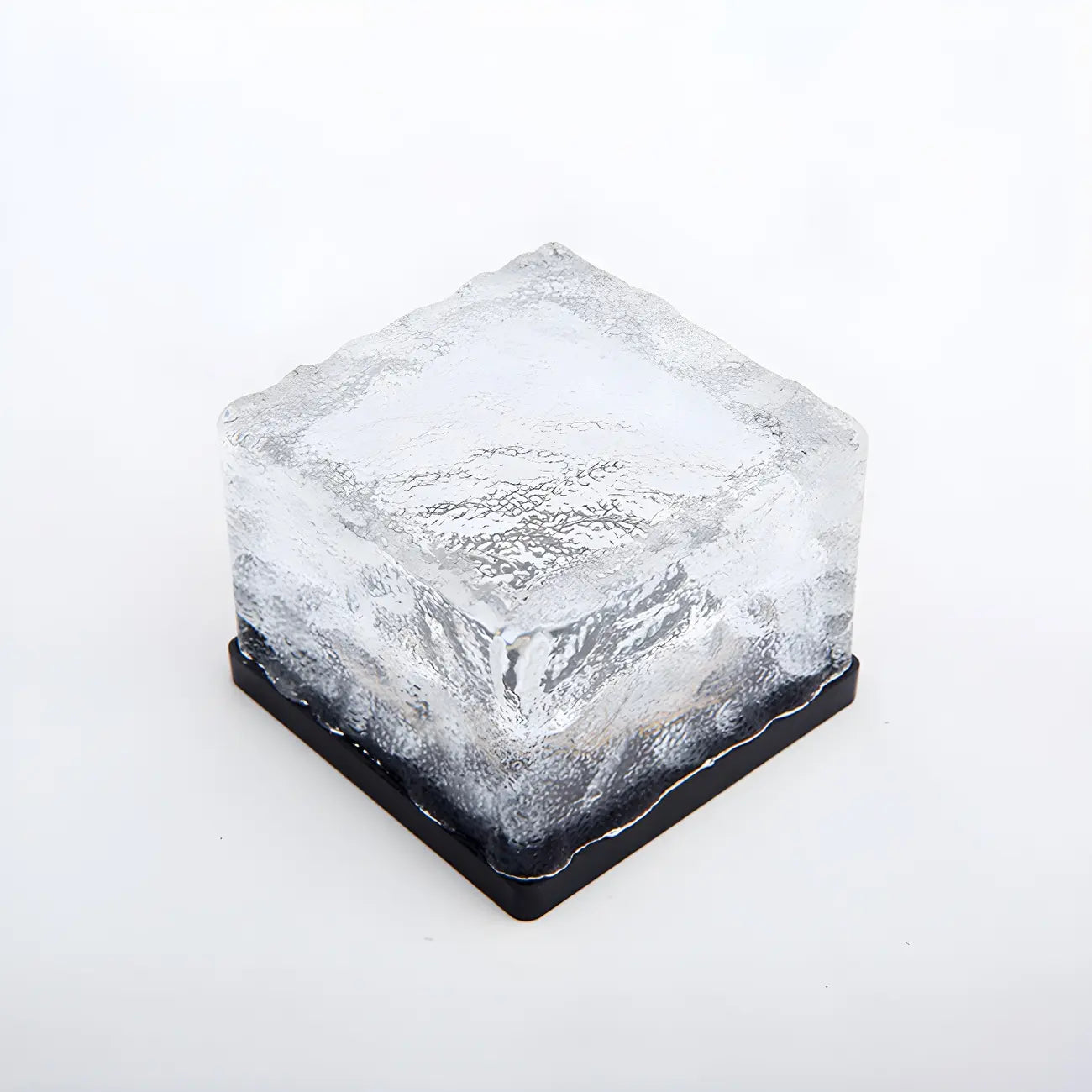 Modern Ice Block Textured Clear Glass LED Ground Light for Outdoor Garden