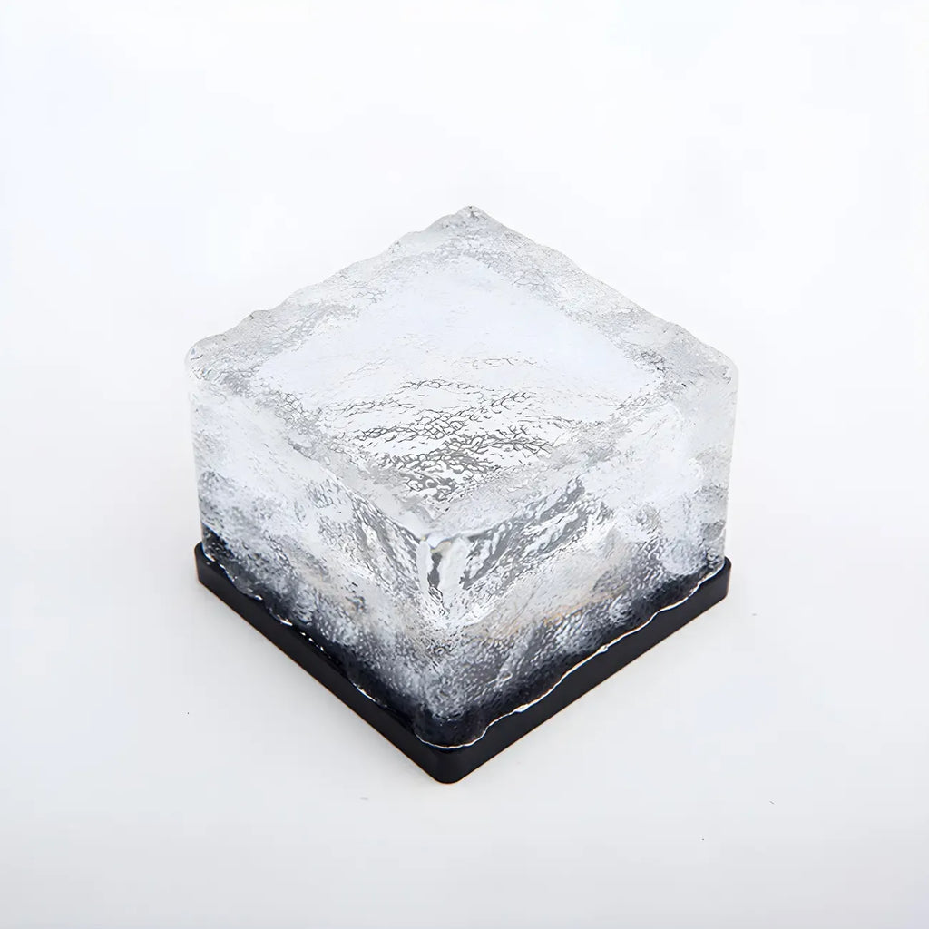 Modern Ice Block Textured Clear Glass LED Ground Light for Outdoor Garden