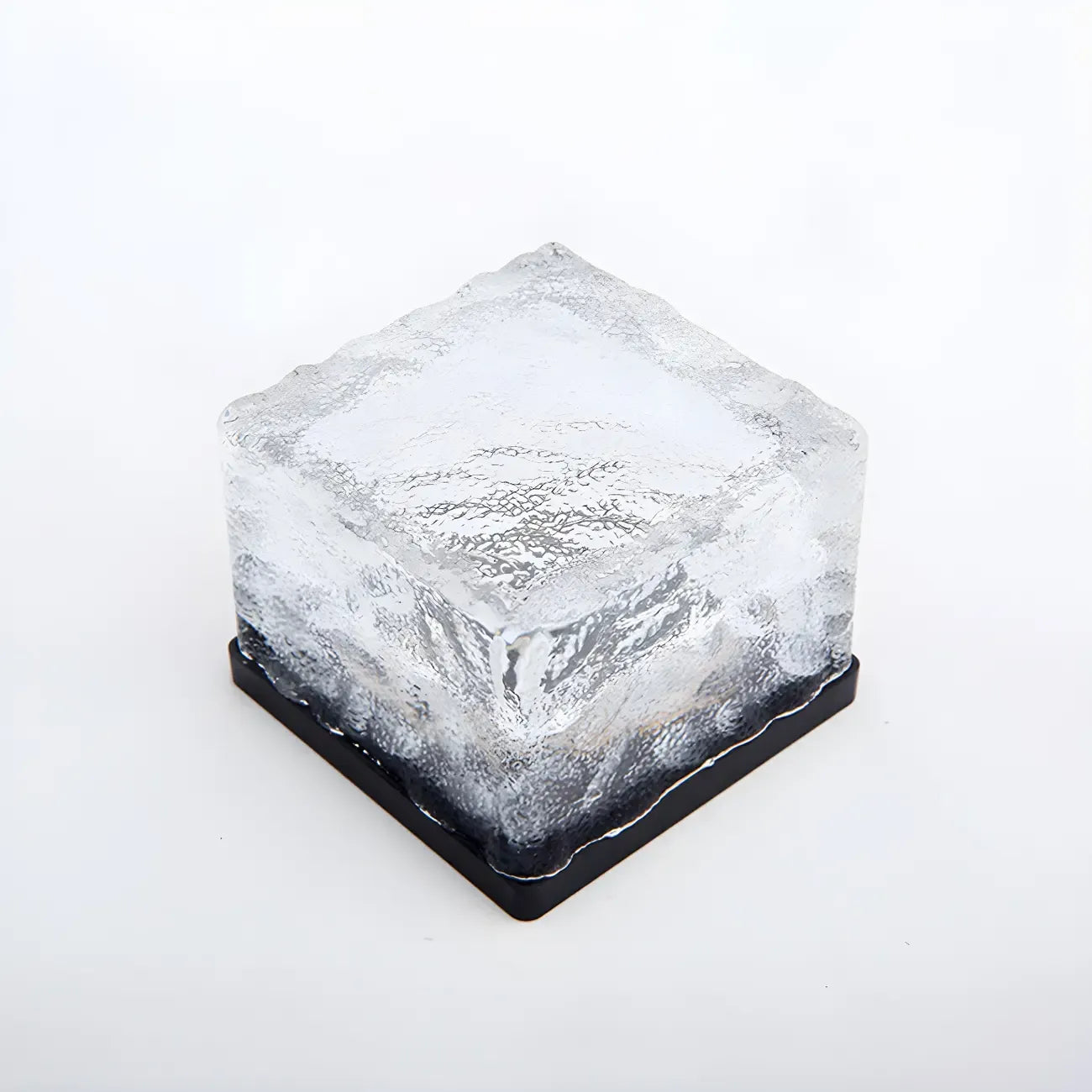 Modern Ice Block Textured Clear Glass LED Ground Light for Outdoor Garden