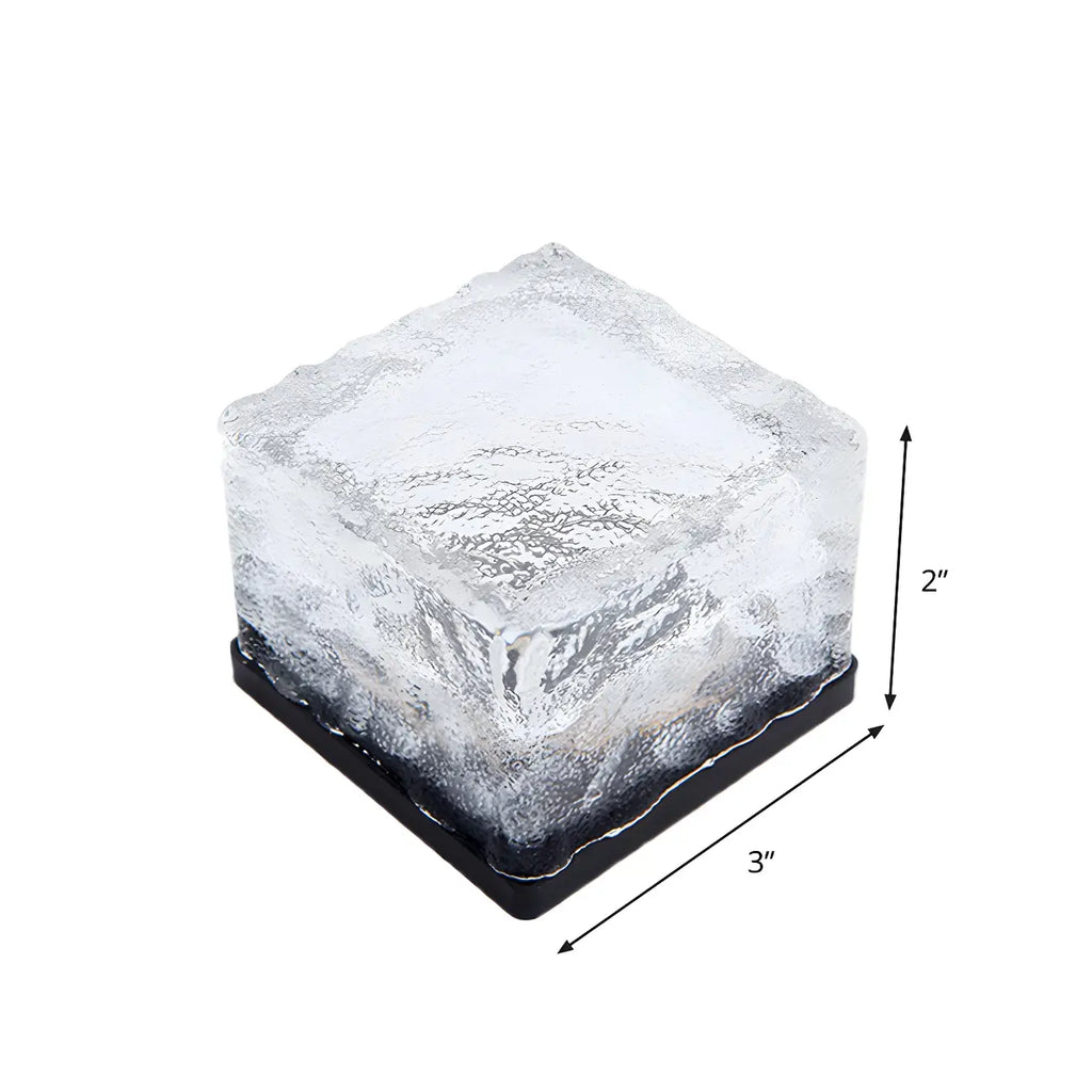 Modern Ice Block Textured Clear Glass LED Ground Light for Outdoor Garden