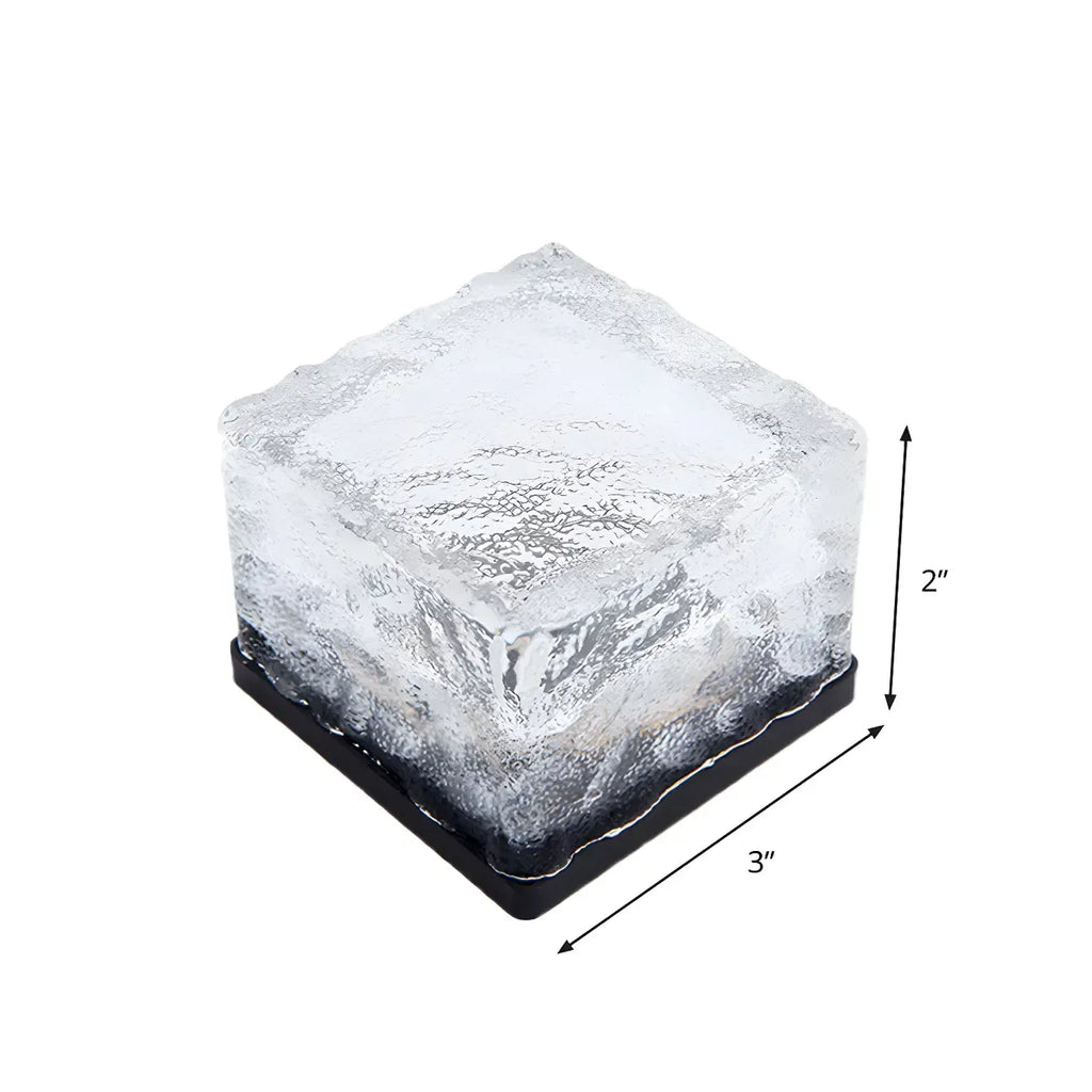 Modern Ice Block Textured Clear Glass LED Ground Light for Outdoor Garden