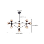 Industrial Black Globe Chandelier with Cognac Glass Shades