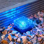 Modern Ice Block Textured Clear Glass LED Ground Light for Outdoor Garden