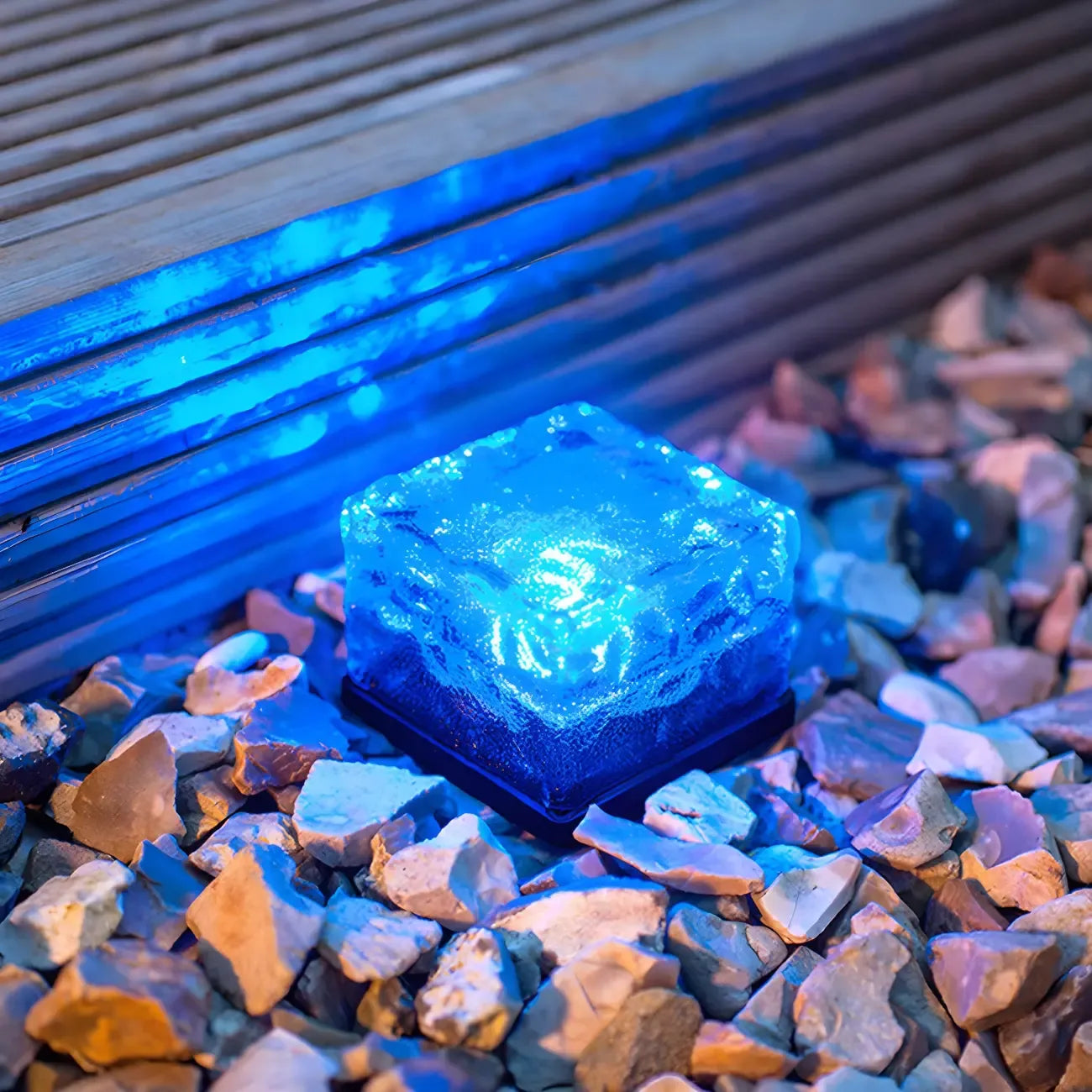 Modern Ice Block Textured Clear Glass LED Ground Light for Outdoor Garden