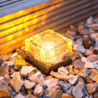 Modern Ice Block Textured Clear Glass LED Ground Light for Outdoor Garden
