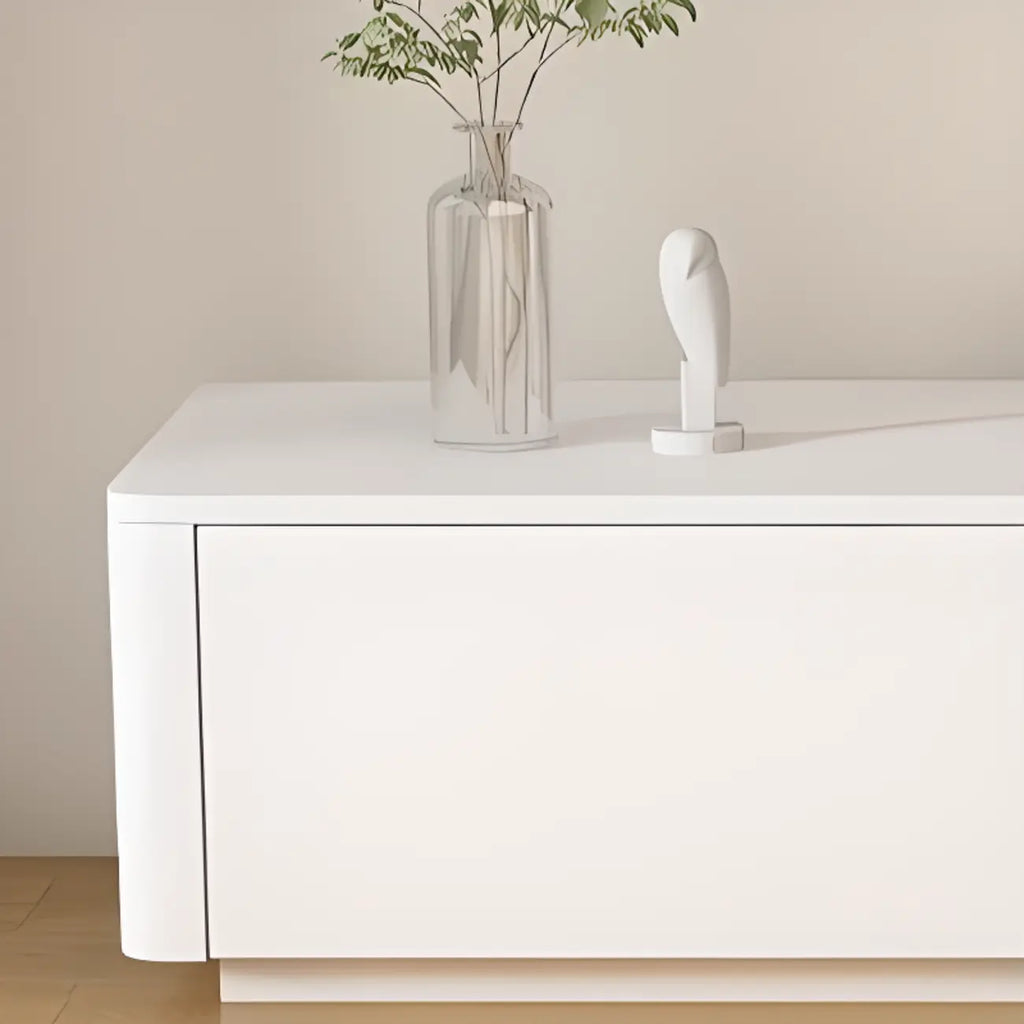 Minimalist White Wooden TV Stand with Cable Management