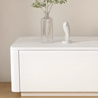 Minimalist White Wooden TV Stand with Cable Management