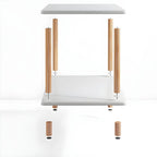 Contemporary Wood Small Round Bedside Table with Shelf