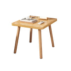 Contemporary Wood Small Round Bedside Table with Shelf