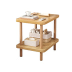 Contemporary Wood Small Round Bedside Table with Shelf