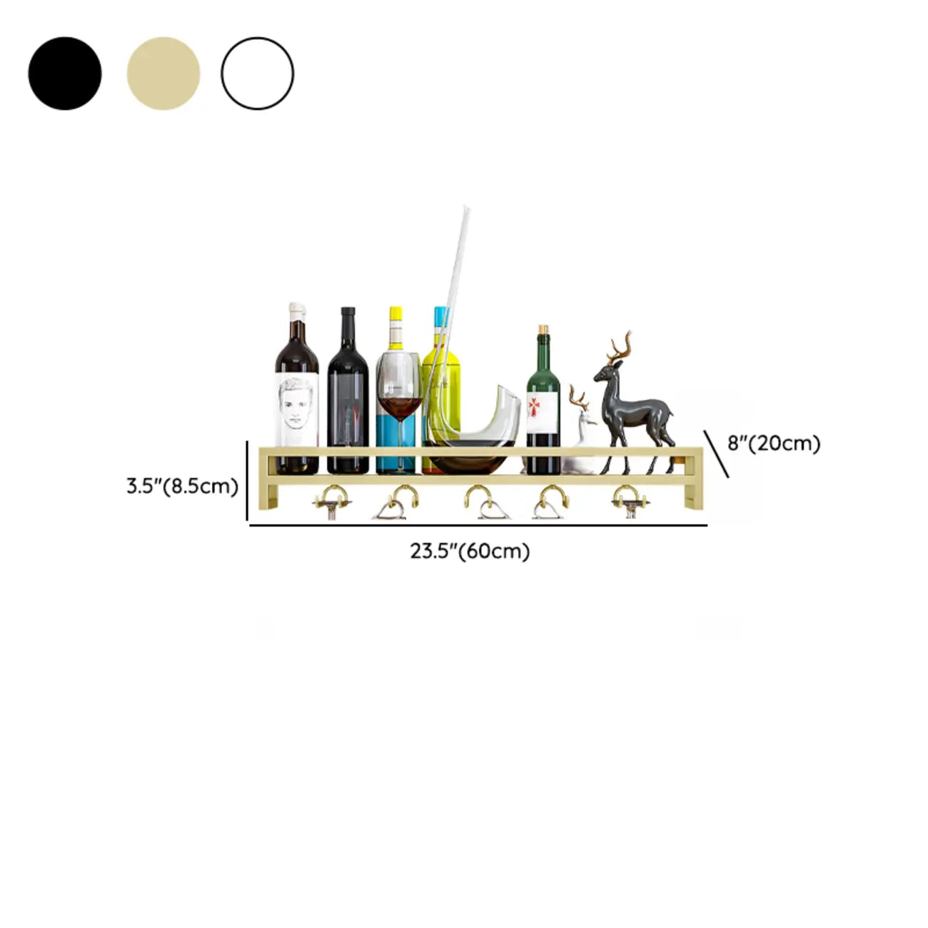 Simple Rectangle Black Wall Mounted Metal Wine Rack