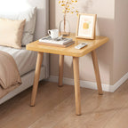 Contemporary Wood Small Round Bedside Table with Shelf