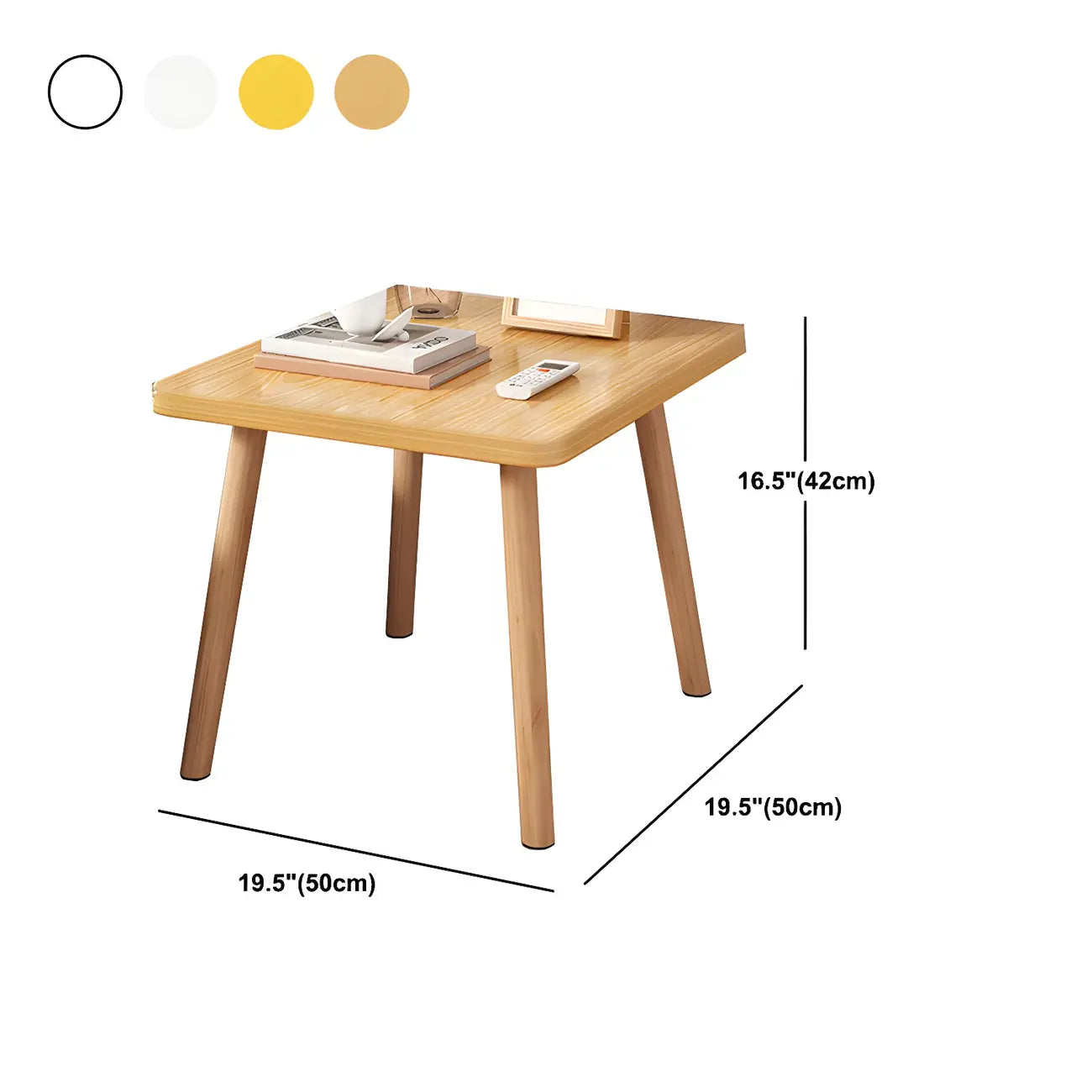 Contemporary Wood Small Round Bedside Table with Shelf