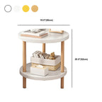 Contemporary Wood Small Round Bedside Table with Shelf