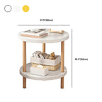 Contemporary Wood Small Round Bedside Table with Shelf