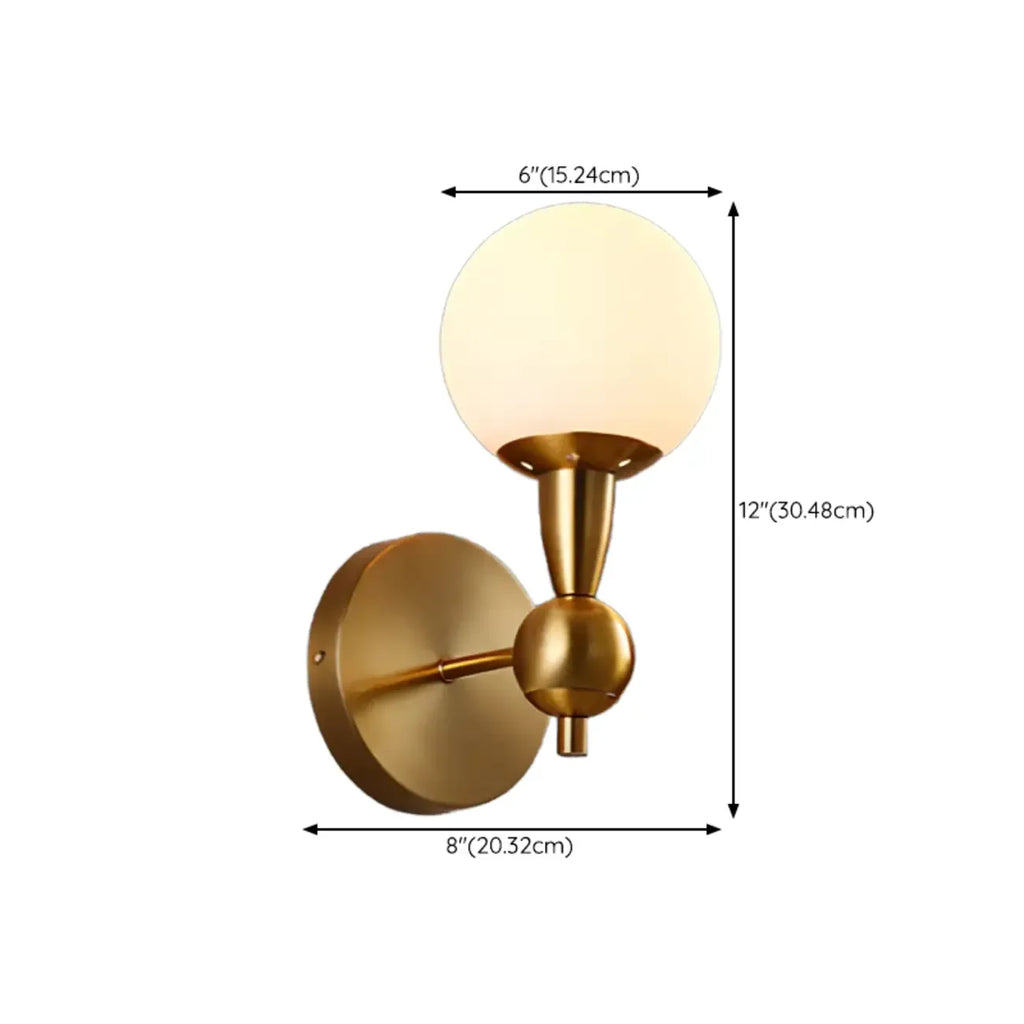 Medieval Globe Gold Vanity Light in Glass Lampshade