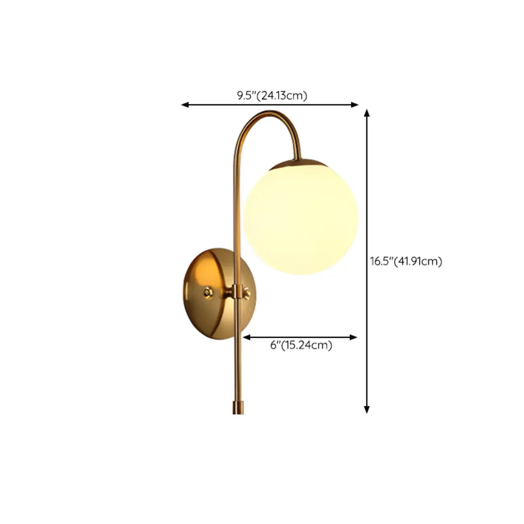 Medieval Globe Gold Vanity Light in Glass Lampshade