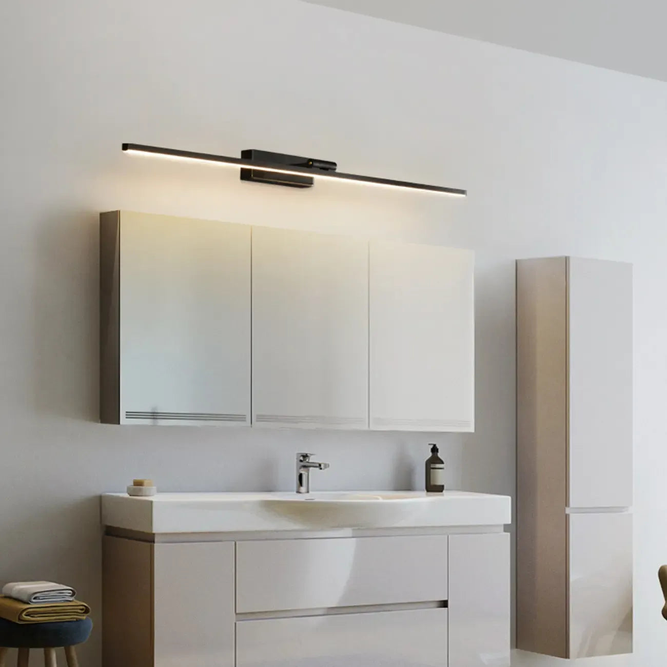 Minimalist Linear Metal Vanity Light 3-Gear Dimming for Bathroom