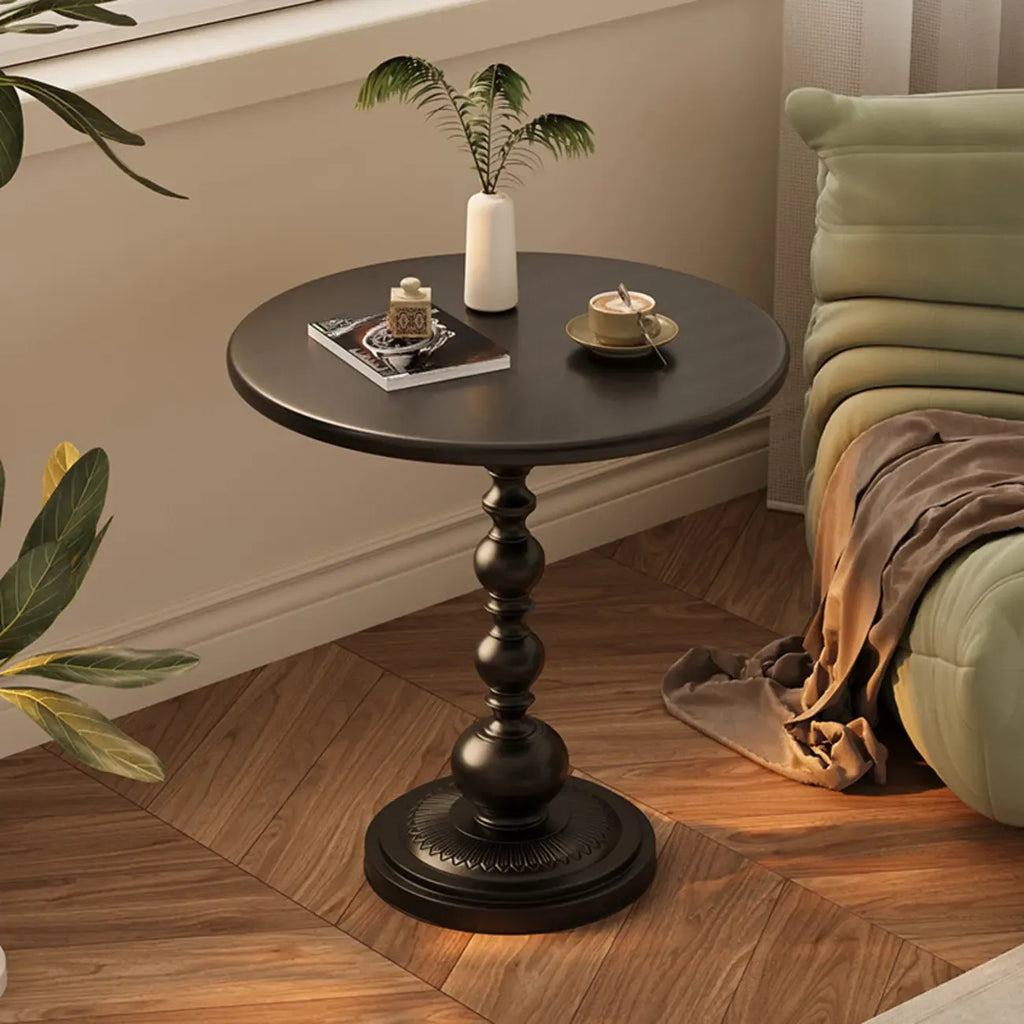 Nordic Round Black Metal Accent Table for Living Room