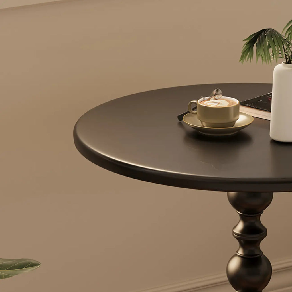 Nordic Round Black Metal Accent Table for Living Room