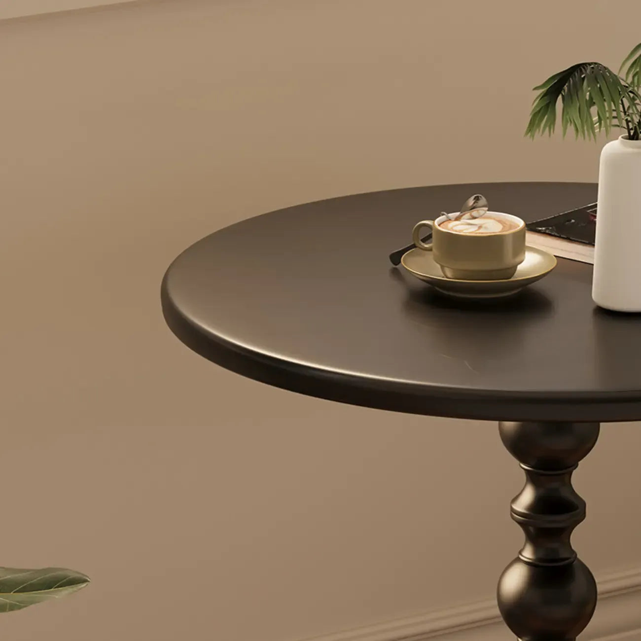 Nordic Round Black Metal Accent Table for Living Room