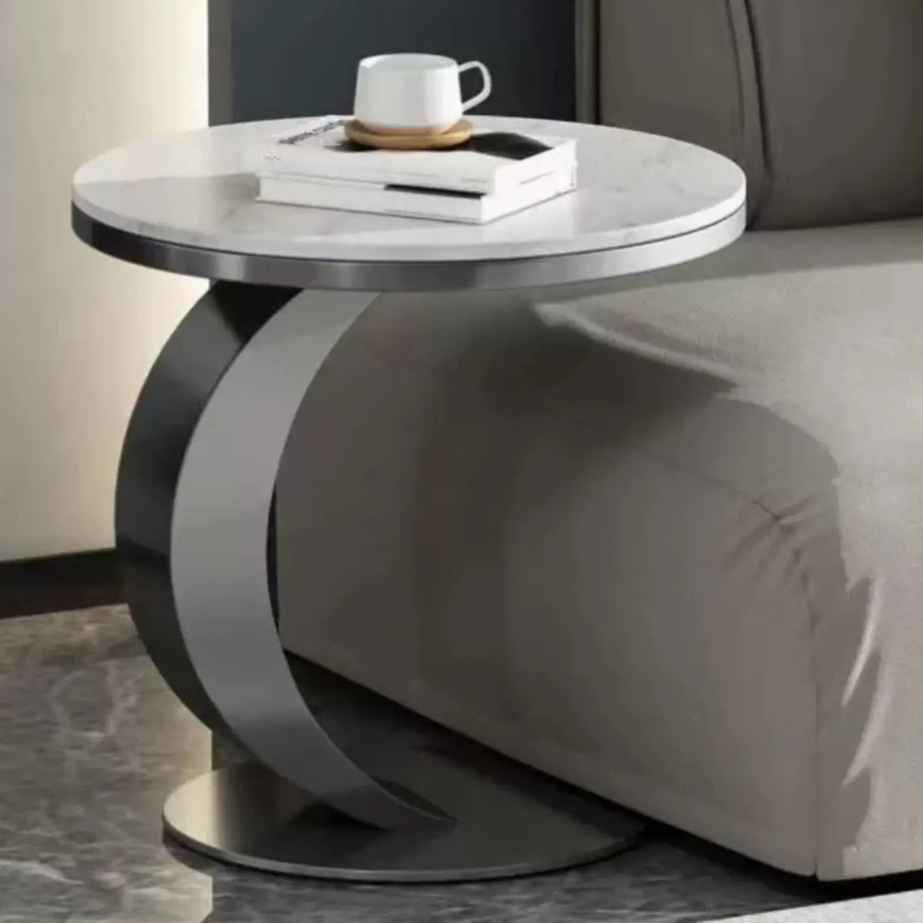 Classic Small Round Metal Side Table for Living Room