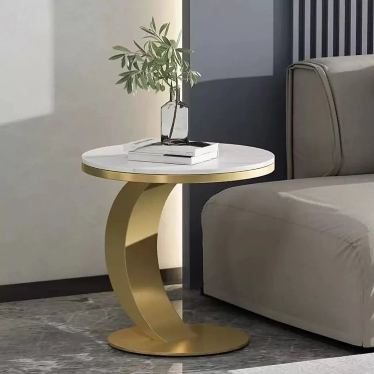 Classic Small Round Metal Side Table for Living Room