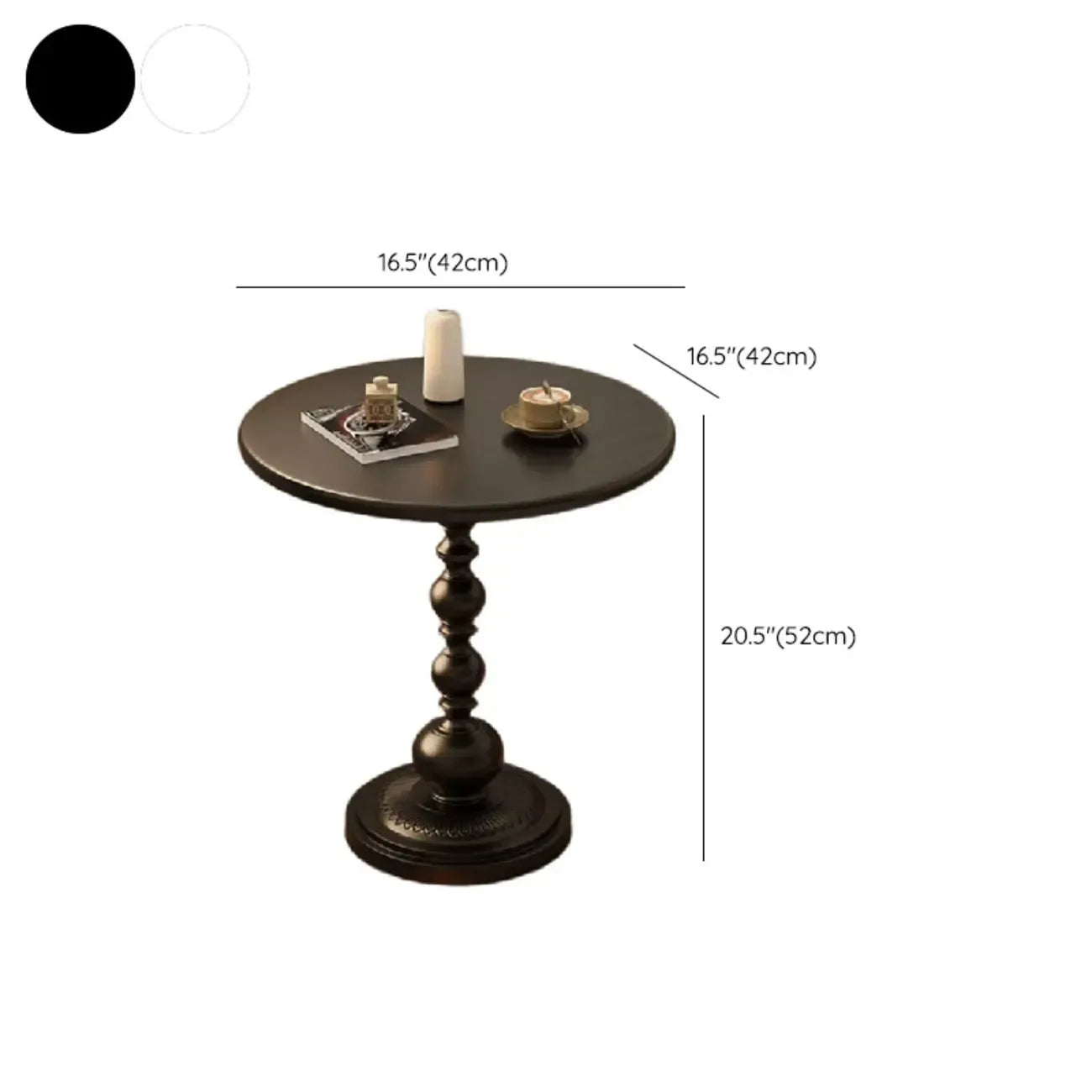 Nordic Round Black Metal Accent Table for Living Room