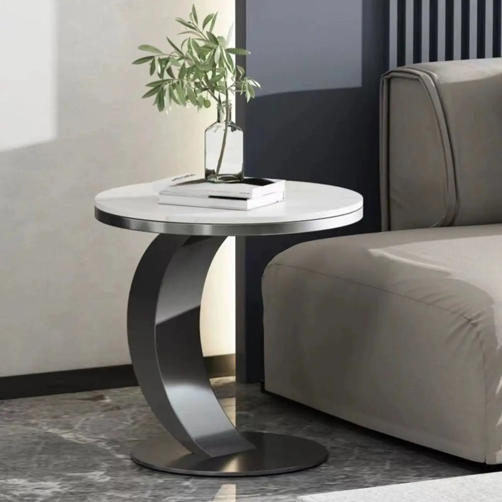Classic Small Round Metal Side Table for Living Room