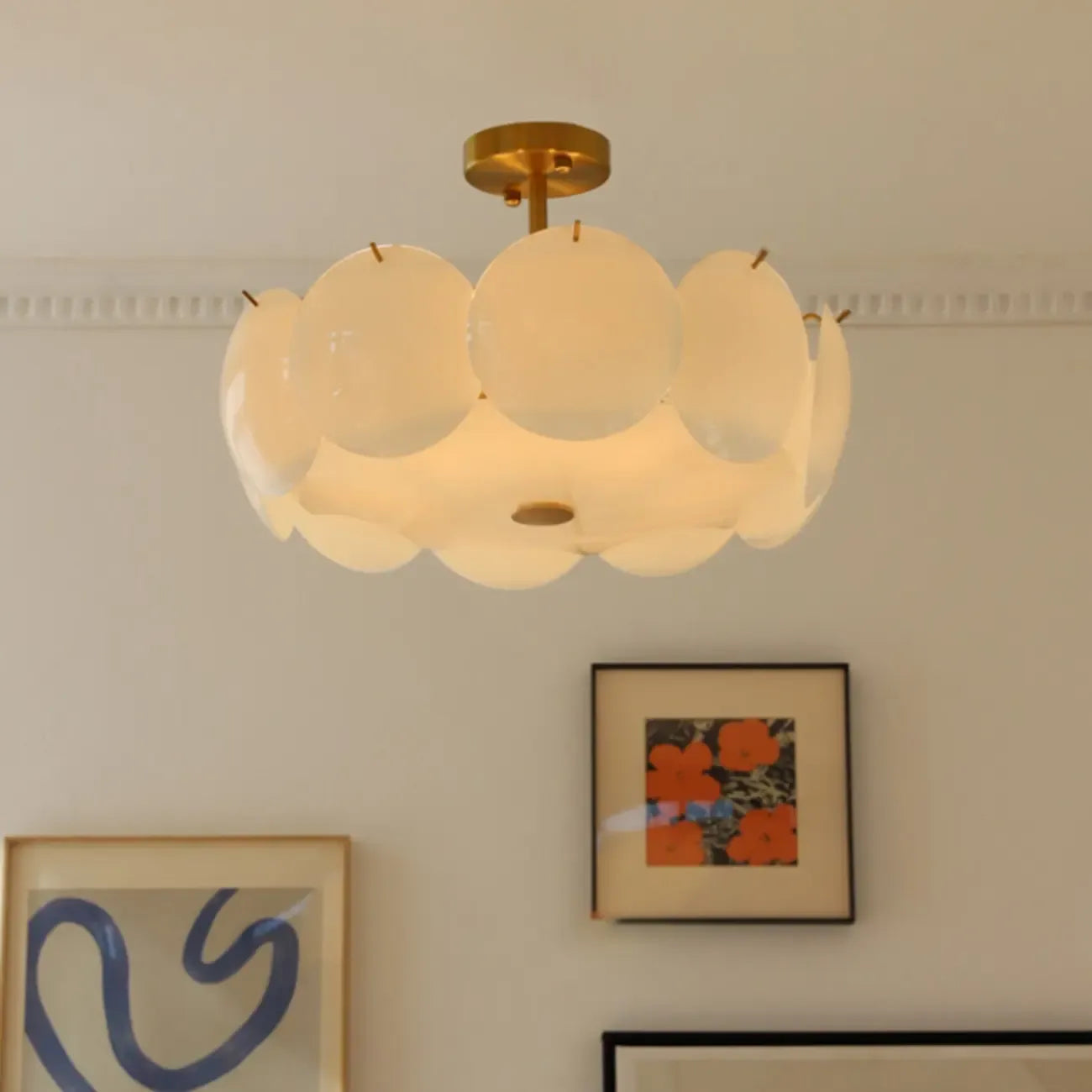 Geometric Round Ceiling Light Fixture for Modern Living Room