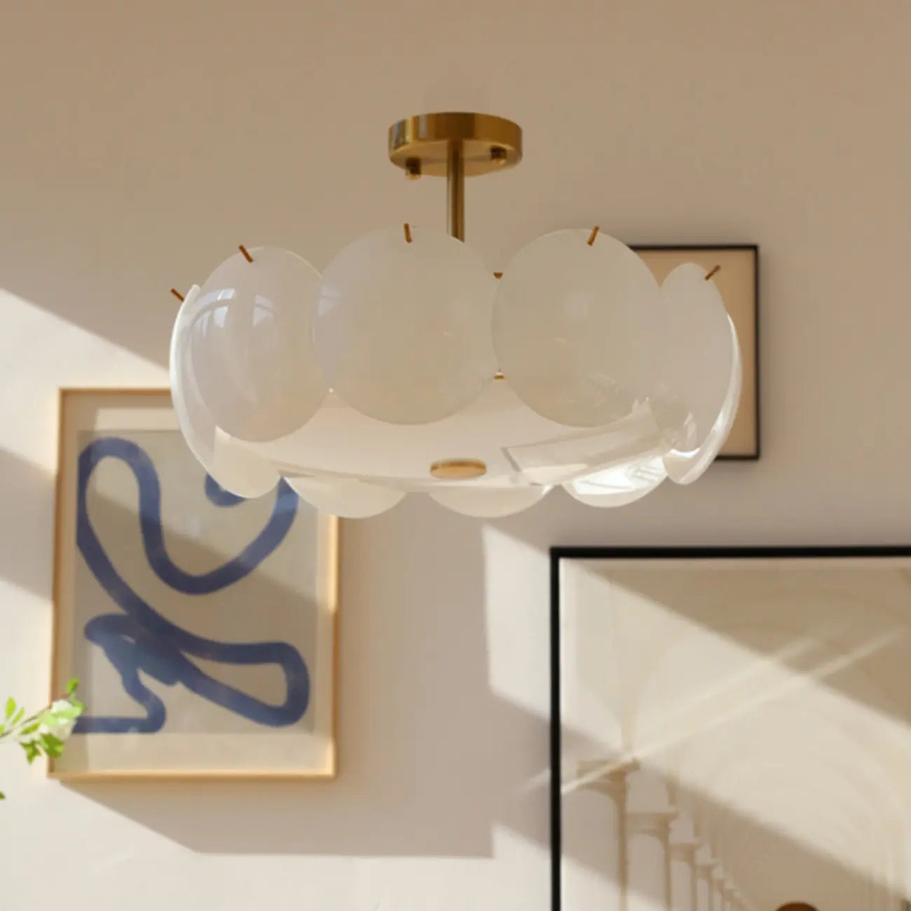 Geometric Round Ceiling Light Fixture for Modern Living Room