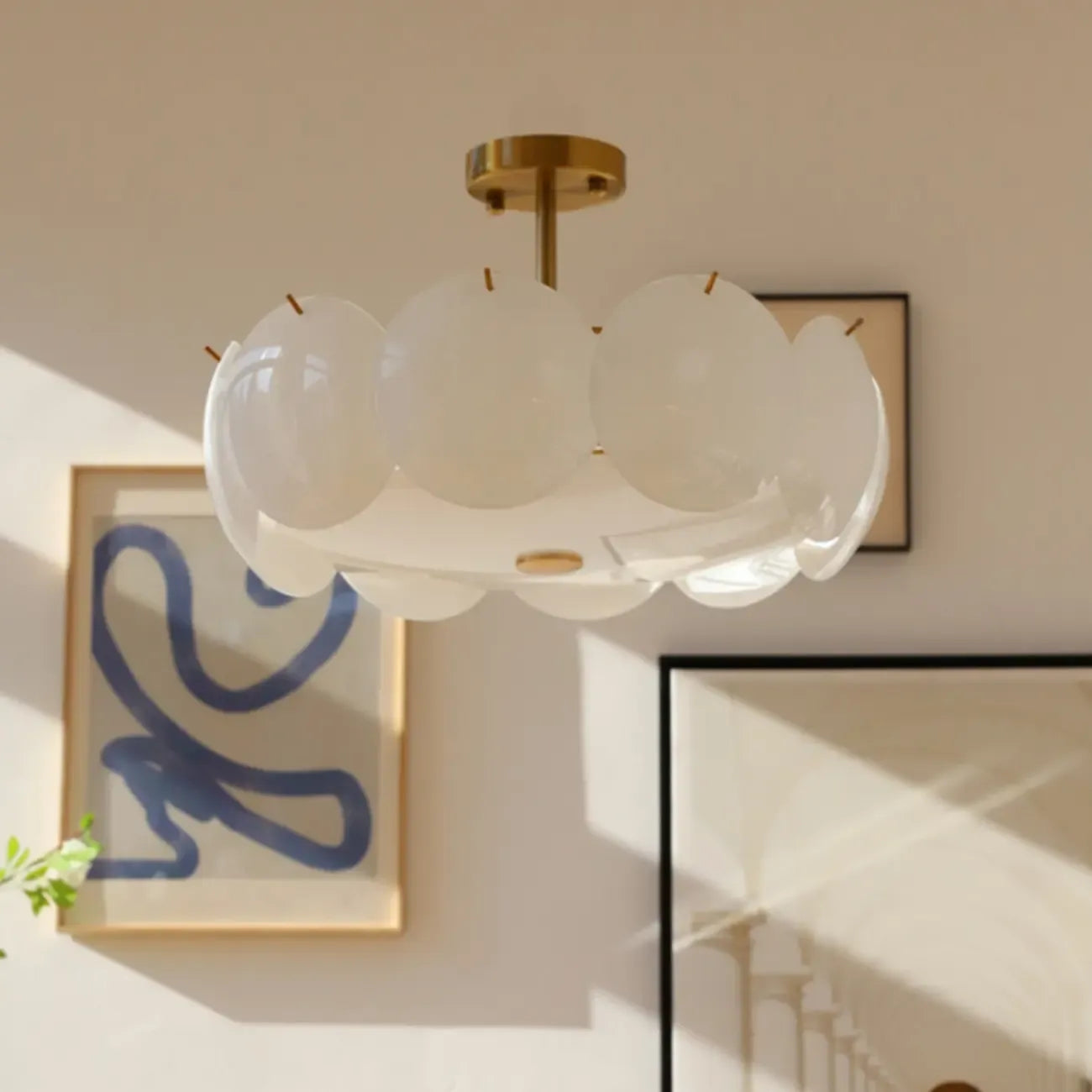 Geometric Round Ceiling Light Fixture for Modern Living Room